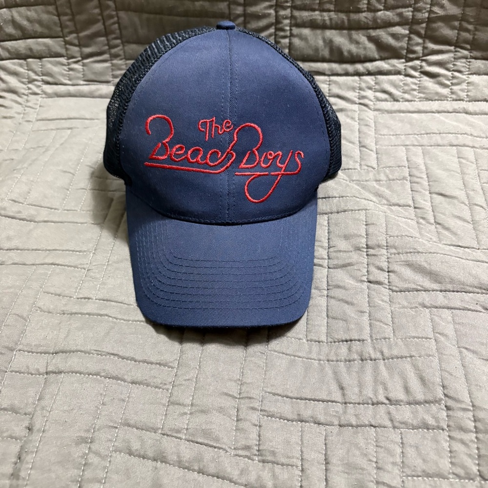Vintage The Beach Boys Blue Mesh Trucker Hat Red Embroidered